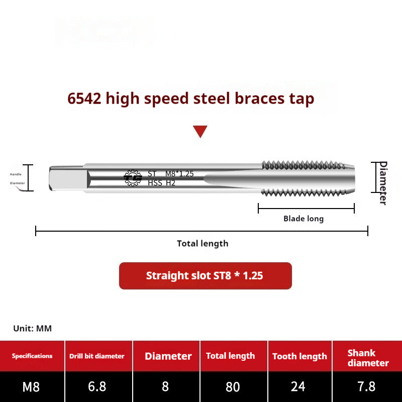 2114-6542 High Speed Steel Braces Taps ST Straight Groove Taps Thread Sheath Braces Tapping Screw Sleeve Installation Tool Shandong Denso Pricision Tools Co.,Ltd.